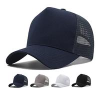 MUNULA Oversize XXL Mesh Trucker Hat Big Head Cappelli per gli Uomini Alta Corona Berretto Da Baseball Traspirante Cappello Papà Regolabile 60-65cm, Blu, XXL/3XL
