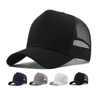 MUNULA Oversize XXL Mesh Trucker Hat Big Head Cappelli per gli Uomini Alta Corona Berretto Da Baseball Traspirante Cappello Papà Regolabile 60-65cm, nero, XXL/3XL
