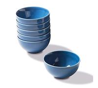 Munus International Set 6 Ciotole per Cucina, Colore Blu, per Cereali, Zuppe, Gelato, Macedonia, New Bone China, 450 ml, dia 14x7,5 cm, Rivaldi