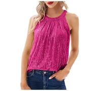 Munweiyu Camicetta da donna con paillette, scollo a V, stile vintage, camicette da cocktail, club, abbigliamento notturno, scollo rotondo, lucido, tunica, top largo, traspirante, streetwear, RD2, XL