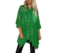 Munweiyu Camicetta da donna in stile vittoriano, vintage, con colletto alto, in pizzo, con ruff, a maniche lunghe, medievale, gothic Lolita, camicia vintage a maniche lunghe, top da donna, verde, L