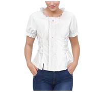 Munweiyu Camicetta da donna per Oktoberfest, per feste della birra, camicia tradizionale bavarese, camicia tradizionale, camicetta moderna in stile vittoriano, camicia vintage in pizzo, A1 bianco