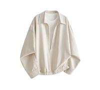 Munweiyu Camicia a righe da uomo 2 in 1, con scollo a V, a maniche lunghe, per feste, club, business, a strisce, beige., 3XL