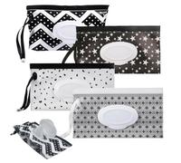 MUNZE 4 Pezzi Porta Salviette Umidificate Portatile Baby Wet Wipes Pouches Riutilizzabile Dispenser Sacchetto Per Neonati, Bambini, Viaggio.