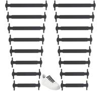 MUNZE 8 Paia (16 Pezzi) Lacci Scarpe Elastici Nero Silicone No Tie - Taglia Unica 8 Misure Per Bambini Adulti Sportive Sneakers Corsa