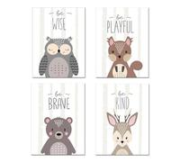 MUNZE Immagini Per Cameretta Dei Bambini, Poster Con Animali, Formato A4, Senza Cornice, Decorazione Per Cameretta Dei Bambini, Ragazze E Ragazzi.