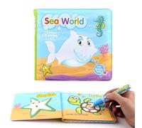 MUNZE Libro Magico Ad Acqua per Bambini Libro Bagno Immagini Colorate Che Appaiono con L’Acqua - Stimola I Sensi E La Curiosità - dai 18 Mesi,con Motivi di Animali. Riutilizzabile E Sicuro al 100%.