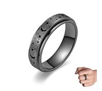MUNZE Sconti 90 Per Cento Oggi Anelli Anti Ansia Girevoli Per Stress Anelli Fidget Donna Uomo Nero Misura 9 Acciaio Inox Luna Stella Anello Antistress