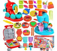 MUOIVG Formine per Plastilina, 51 Pezzi, Giochi per Bambini 2-10 Anni, Accessori, regalini fine Festa Compleanno per Ragazzo, Pasta da Modellare, 12 vasetti