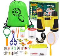 MUOIVG Set di Giocattoli da Esploratore Esterno, binocolo per Bambini 23 Pezzi Set da Esploratore per Bambini avventuriero,Giocattoli da Regalo incl pinzette, Bussola, Fischio, Lente d'Ingrandimento