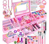 MUOIVG Set Trucchi per Bambini, 59 Pezzi Lavabile, Valigetta Trucchi, Giochi Natale Halloween Compleanno Regalo 5-12 Anni