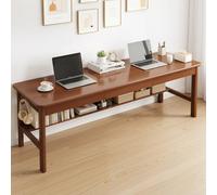 MUOLVSQ Scrivania doppia in legno massello di rovere con 3 cassetti, moderna metà secolo per 2 persone, vera postazione di lavoro per computer portatile e scrittura, capacità 150 kg, finitura noce