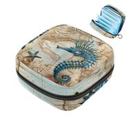 MUOOUM Borsa per assorbenti igienici, tasca per coppetta mestruale con cavalluccio marino blu e mappa, portatile, per donne e ragazze, Colore 1, 4.7x6.6x6.6 in/12x17x17 cm