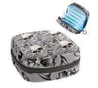 MUOOUM Borsa per assorbenti igienici, tasca per coppetta mestruale con cavalluccio marino blu e mappa, portatile, per donne e ragazze, Colore 6, 4.7x6.6x6.6 in/12x17x17 cm