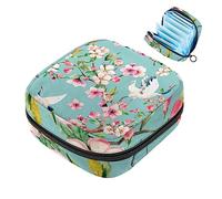 MUOOUM Borsa portaoggetti per assorbenti igienici, con gru e fiori di ciliegio, portatile, per le mestruazioni femminili, per ragazze e donne