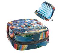 MUOOUM Borsa portaoggetti per assorbenti mestruali con motivo floreale colorato, portatile, con cerniera, per ragazze e donne, Colore 6, 4.7x6.6x6.6 in/12x17x17 cm
