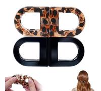 Muorruo 2 fermagli per capelli magnetici, clip per styling magnetiche forti, fermagli senza pieghe per salone, casa e acconciature quotidiane, intuitivi, antiscivolo (Nero + motivo leopardo)