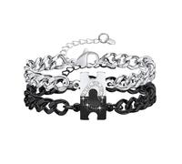 Muorruo 2 Pezzi Braccialetti per Coppie, Regali per Relazioni a Distanza, Braccialetti Cuore a Puzzle in Acciaio Inossidabile per Donna e Uomo, Set di Braccialetti per Lei e Lui come Regalo per