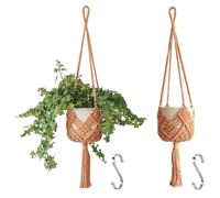 Muorruo 2er-Pack Vasi pensili con Motivi, sospensioni per Piante macramè da Interno ed Esterno, sospensioni per Piante macramè per vasi Fino a Un Diametro di 20 cm, Colore Caramello