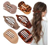 Muorruo 6 fermagli per capelli piatti per donne, 3 stili, fermagli curvati ergonomici per capelli spessi, sottili, ricci, fermagli antiscivolo opachi per tutte le strutture dei capelli (Leopardo)