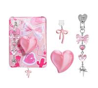 Muorruo Set di Charms 3 Pezzi Dolci per Kindle, Incluso Charm Protezione Polvere Type C/USB C, Supporto a Forma di Cuore, Portachiavi Scintillante con Gancio per Accessori Kindle, Rosa