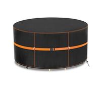 MUPAS Copertura per Tavolo da Giardino Rotonda Impermeabile Antivento Tessuto Oxford 420D Resistente ai Raggi UV Migliorata Mobili da Giardino per Tavolo da Giardino Gruppo di Sedute, 250 x90cm
