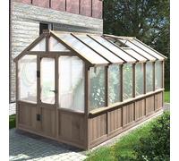 Mupater Serra in legno e policarbonato, 1,8 x 3,5 m, kit per esterni con finestra ventilata e porta chiudibile a chiave, serra per cortile, patio
