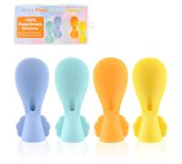 MUQZI Quetschie - Set di 4 cucchiai per alimenti, in silicone, per spremere gli alimenti, in silicone, multicolore
