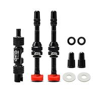 MUQZI Tubeless Presta - Stelo valvola No Leak Bike con strumento integrato per rimuovere il nucleo della valvola e tappi per valvole Presta in lega per biciclette, nero (60 mm)