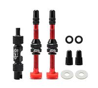 MUQZI Tubeless Presta Valve Stem Kits - No Leak Bike Tubeless Valve Stems con strumento integrato Valve Core Remover e Alloy Presta Valve Stem Cap per bicicletta, rosso (60 mm)