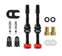 MUQZI Tubeless Presta Valve Stem Kits - No Leak Bike tubeless Valve Stems with Integrated Valve Core Remover Tool and Alloy Presta Valve Stem Cap for Bicycle, Black (60 mm)
