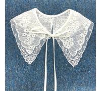 MUrabe Camicetta con colletto finto in pizzo ricamato floreale da donna Colletto per bambola con spalla nuvola Fiocco staccabile Colletto falso Accessorio per camicia-1