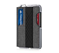 MURADIN Portafoglio tattico minimalista da uomo, sottile con blocco RFID, porta carte di credito, tasca frontale da uomo, in pelle di nylon, portafoglio bifold con fermasoldi, Grigio, M, Minimalista