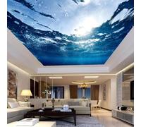 Murale 3D autoadesivo per soffitto, carta da parati con mondo sottomarino blu, decorazione per soffitto di soggiorno e camera da letto