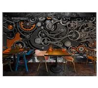 Murale 3D su misura con sfondo nostalgico in metallo dorato con barra di scorrimento - 300 cm × 210 cm