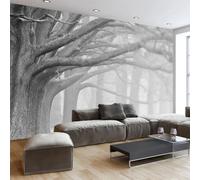 Murale autoadesivo in PVC Carta da parati 3D Foresta vintage Bianco e nero Sfondo da parete Soggiorno Camera da letto Decorazione murale