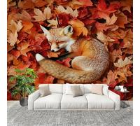Murale Carta da Parati 250x175cm Volpe Foglia D'Acero Autunnale Stampa Artistica Premium in Tessuto non Tessuto Poster Fotomurale Rosso-Arancio per Famiglia Murales Adesivi da Parete Decorare