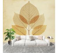Murale Carta da Parati 300x210cm Arte Delle Venature Delle Foglie Morte Delle Piante Stampa Artistica Premium in Tessuto non Tessuto Poster Beige per Famiglia Murales Adesivi da Parete Decorare