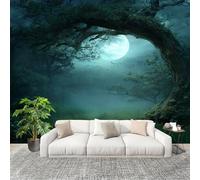 Murale Carta da Parati 300x210cm junglea Fantasy Illuminata Dalla Luna Stampa Artistica Premium in Tessuto non Tessuto Poster Fotomurale Verde per Famiglia Murales Adesivi da Parete Decorare