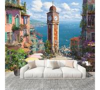 Murale Carta da Parati 300x210cm Romantica Città Di Mare Stampa Artistica Premium in Tessuto non Tessuto Poster Fotomurale Colorato per Famiglia Murales Adesivi da Parete Decorare