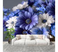 Murale Carta da Parati 350x256cm Motivo Floreale A Margherita Stampa Artistica Premium in Tessuto non Tessuto Poster Fotomurale Blu E Bianco per Famiglia Murales Adesivi da Parete Decorare