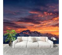 Murale Carta da Parati 400x280cm Modello Di Alba Sulla Montagna Innevata Stampa Artistica Premium in Tessuto non Tessuto Poster Giallo-Arancio per Famiglia Murales Adesivi da Parete Decorare