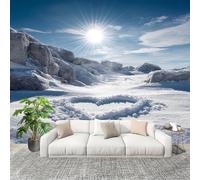 Murale Carta da Parati 400x280cm Romantica Scena Innevata A Forma Di Cuore Stampa Artistica Premium in Tessuto non Tessuto Poster Fotomurale Bianco per Famiglia Murales Adesivi da Parete Decorare