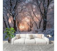 Murale Carta da Parati 400x280cm Scena Innevata Nella junglea Al Tramonto Stampa Artistica Premium in Tessuto non Tessuto Poster Fotomurale Bianco per Famiglia Murales Adesivi da Parete Decorare