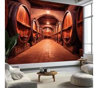 Murale da Parete 3D Botti d'Epoca Cantine Carta da Parati Fotografica, Fotografia Naturalistica Murale da Parete in Tessuto Non Tessuto Poster Decorativo Design Moderno 300 x 210 cm per Soggiorno