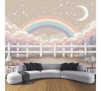 Murale da Parete 3D Fumetto fantasy, Recinzione arcobaleno Poster Decorativo Moderno per Soggiorno o Cameretta, Design Fotografico - 200 x 140 cm