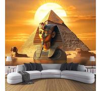 Murale da Parete 3D Paesaggio Dipinto Ad Olio Carta da Parati Fotografica,Marrone Murale da Parete in Tessuto seta Poster Decorativo Piramidi Dell'Antico Egitto Design 250×175cm per Soggiorno