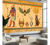 Murale da Parete 3D Simboli Dell'Antico Egitto Carta da Parati Fotografica, Stile Tribale Murale da Parete in Tessuto Non Tessuto Poster Decorativo Design Moderno 300 x 210 cm (L x A) per Soggiorno