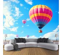 Murale da Parete 3D Sogno Carta da Parati Fotografica,Blu Murale da Parete in Tessuto seta Poster Decorativo Mongolfiera Nel Cielo Azzurro Design 150×105cm per Soggiorno