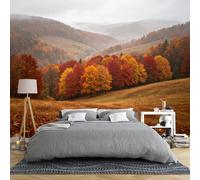 Murale Da Parete Colline Autunnali E Foresta 100 × 70 Cm Carta Da Parati In Tessuto Non Tessuto Con Paesaggio Montano E Vallivo 3D Panoramico Nebbioso Autunno Bosco Natura Selvaggia Fotografia Mura